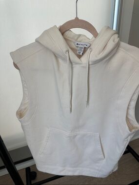 Athleta Cream Sleeveless Hoodie Pullover